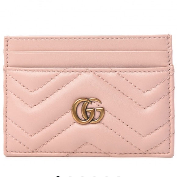 GucciCalfskin Matelasse GG Marmont Card Holder Perfect Pink - Picture 1 of 6